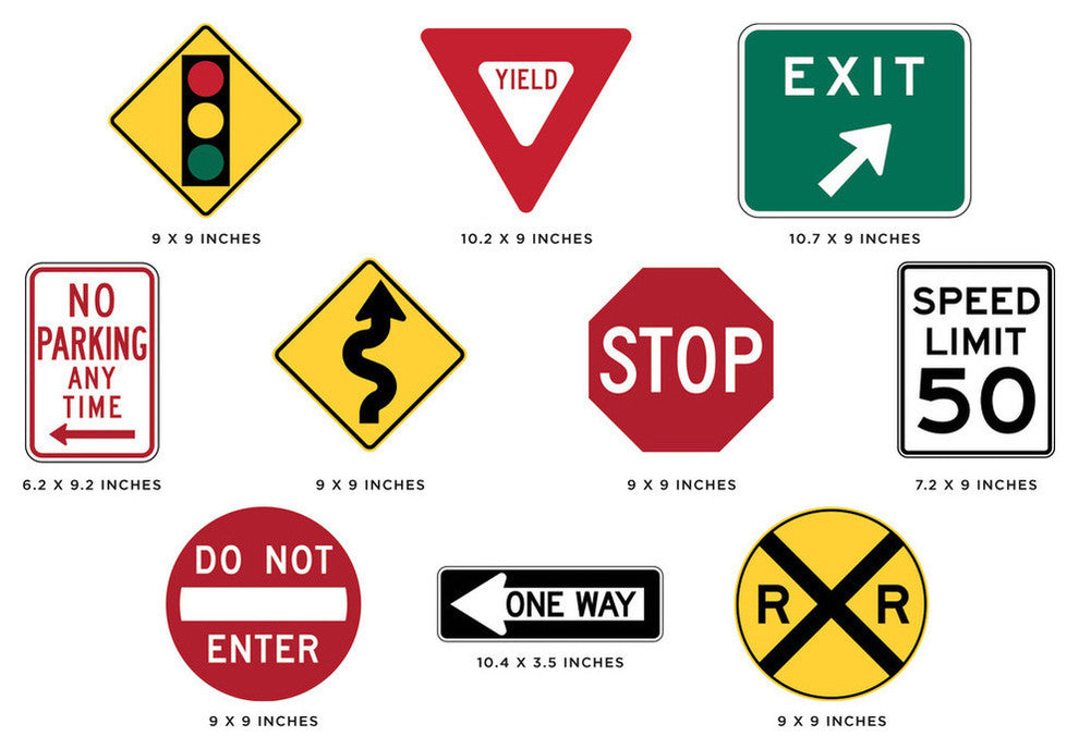 Street Signs Fabric Wall Decals, Set of 10