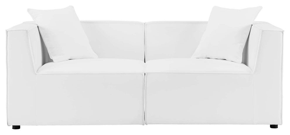Saybrook Outdoor Patio Upholstered 2-Piece Sectional Sofa Loveseat White