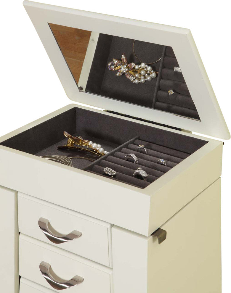 Eiffel Tower 5-Drawer Jewelry Armoire, White