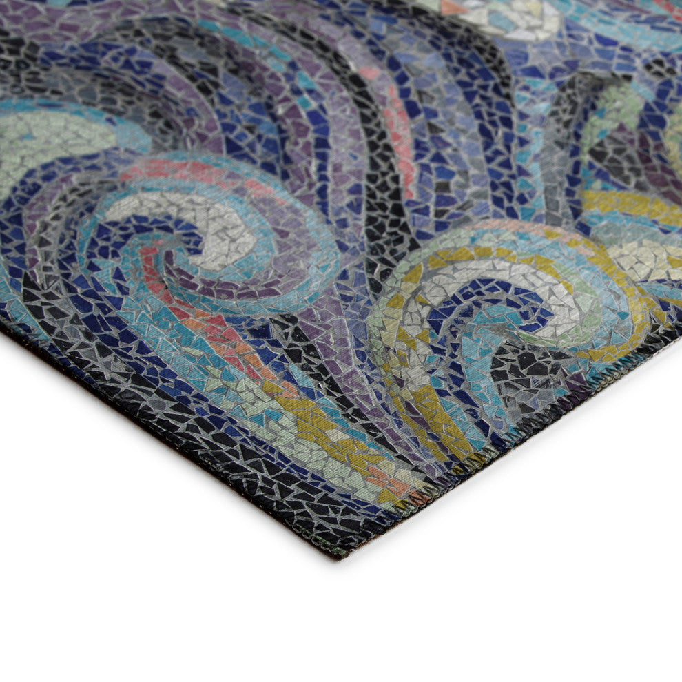 Indoor/Outdoor Seabreeze SZ14 Ink Machine Washable 2'3" x 7'6" Runner Rug