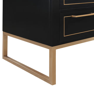 Markham 48" Bathroom Vanity, Midnight Black/Satin Brass, 48", Quartz Countertop
