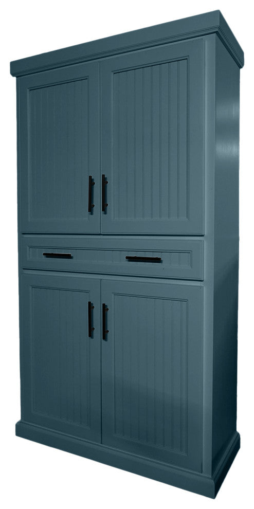 Extra Wide Coastal Kitchen Pantry Cabinet, Midnight Blue