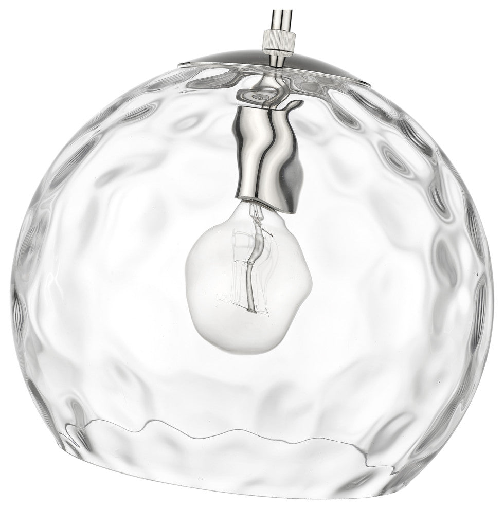 Mackenzie Polished Nickel 1-Light Pendant With Rippled Water glass