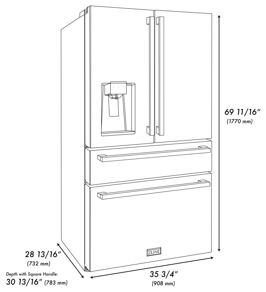 ZLINE Stainless Refrigerator With Water RFMZ-W-36-FCB