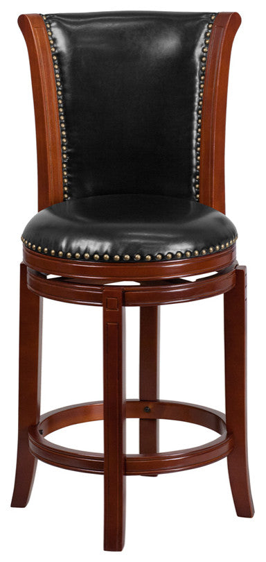26" Dark Chestnut Wood Stool