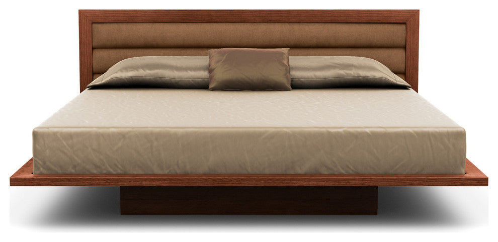 Copeland Moduluxe 35" Queen Bed With Upholstery, Cognac Cherry, Dark Brown