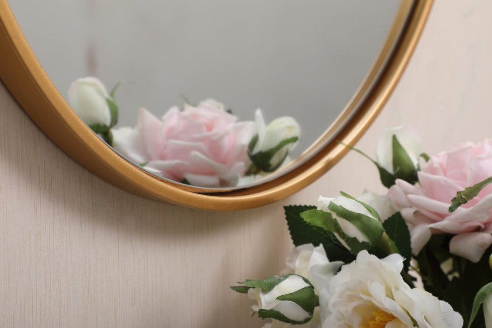 Elegant Decor MR4821BR Metal Frame Round Mirror, 21", Brass