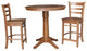 36" Round Extension Dining Table With Emily Counter Height Stools, Distressed Oak, 3 Piece