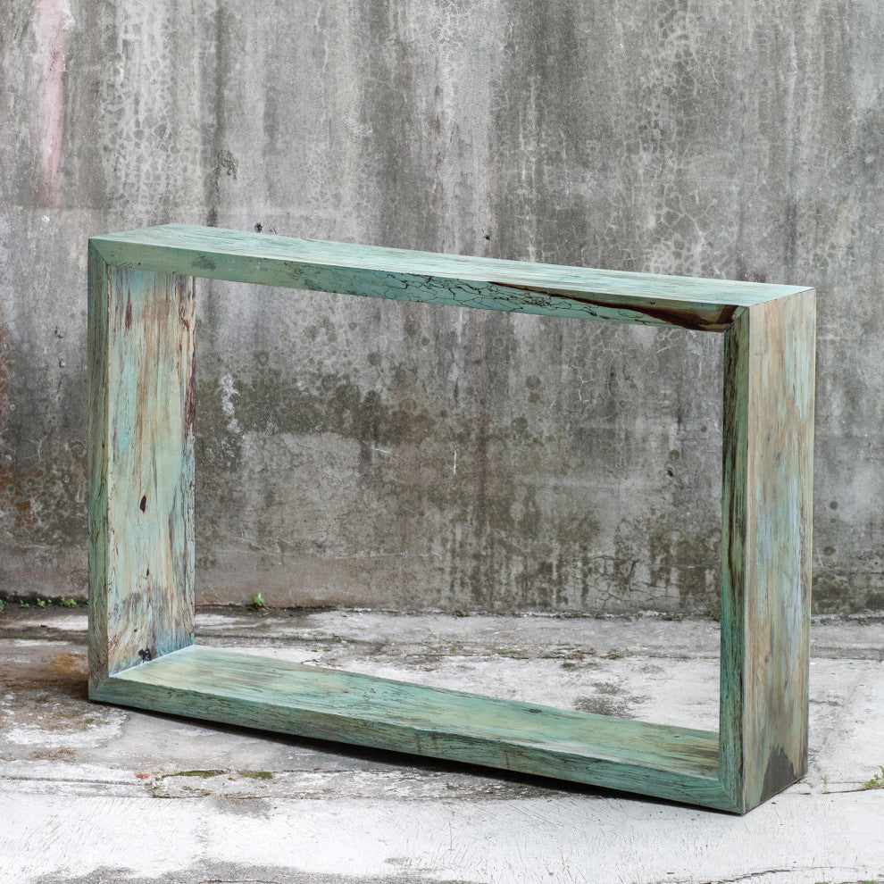 Uttermost 25456 Teo 10"W Tamarind Wood Console Table - Caribbean Blue-Green