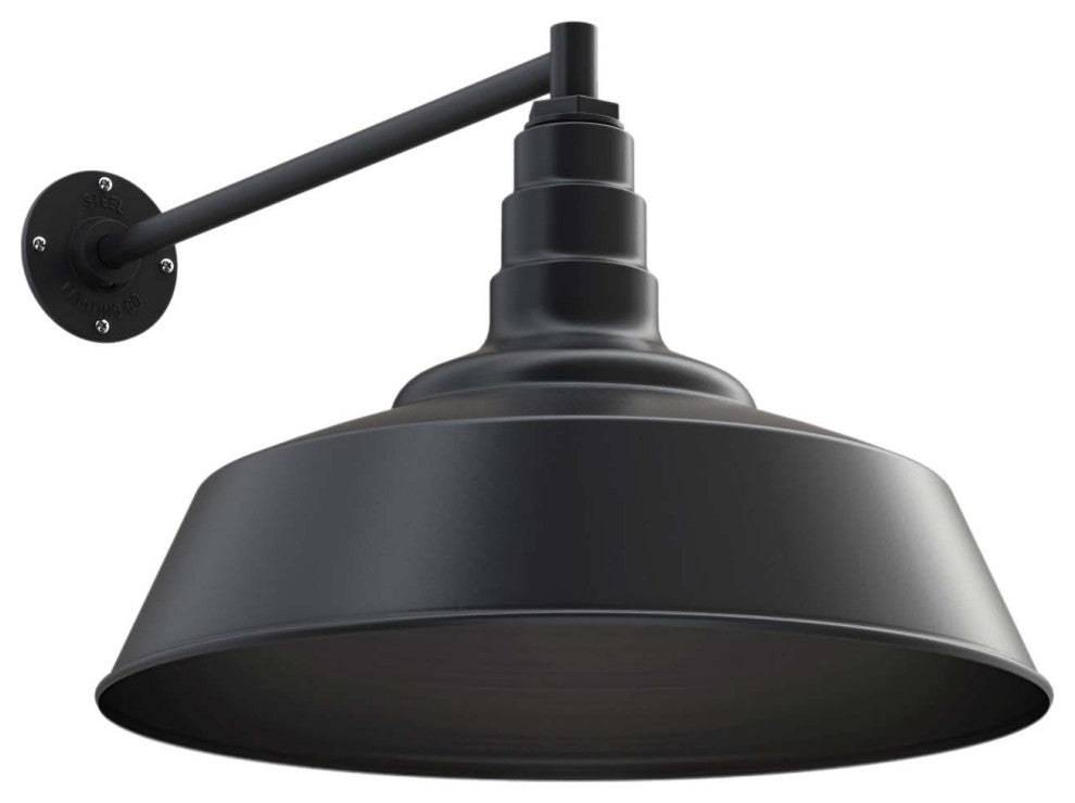 Redondo 20" Large Steel Barn Light with 20" Straight Arm Mount, Matte Black Inlay