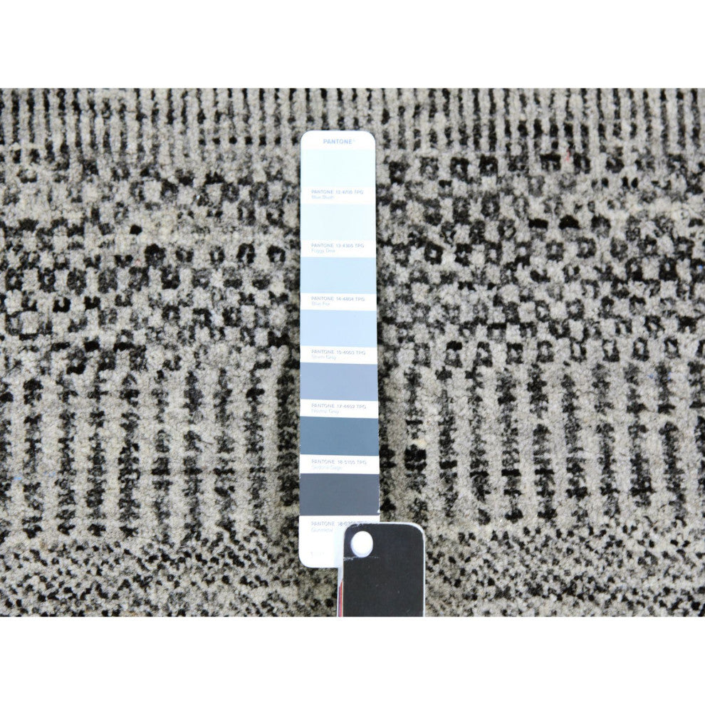Storm Gray Undyed Natural Wool Grass Design Hand Knotted Oriental Rug 3'x4'9"