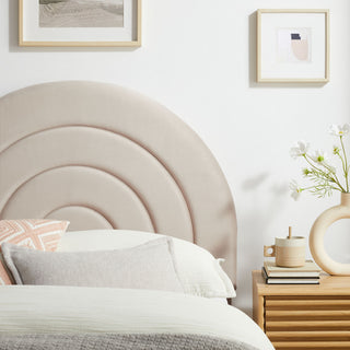 Solana Arched Performance Velvet Twin Headboard, Almond