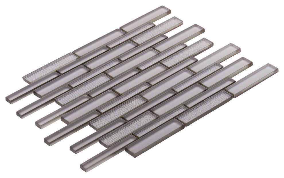 Modket Taupe Gray Glass Texture Blend Mosaic Tile Wall Backsplash TDH504MG