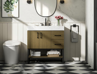 Home Living 32" Single Bathroom Vanity, Chestnut Brown