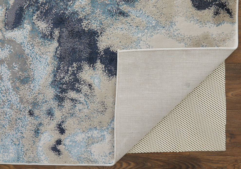 Oria Industrial Abstract Area Rug, Blue/Gray/Ivory, 5'x8'