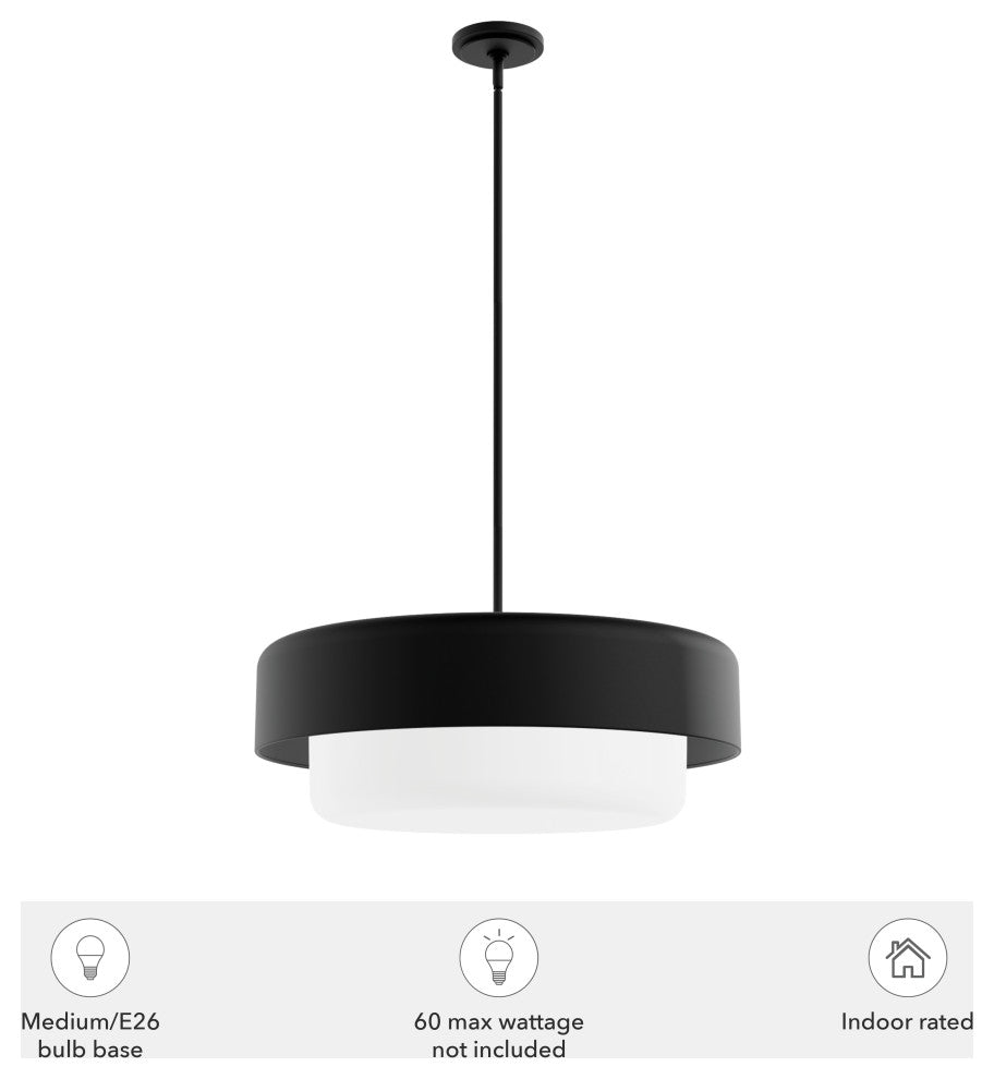 Station Natural Iron, Frosted Cased White Glass 4 Light Pendant Ceiling Light