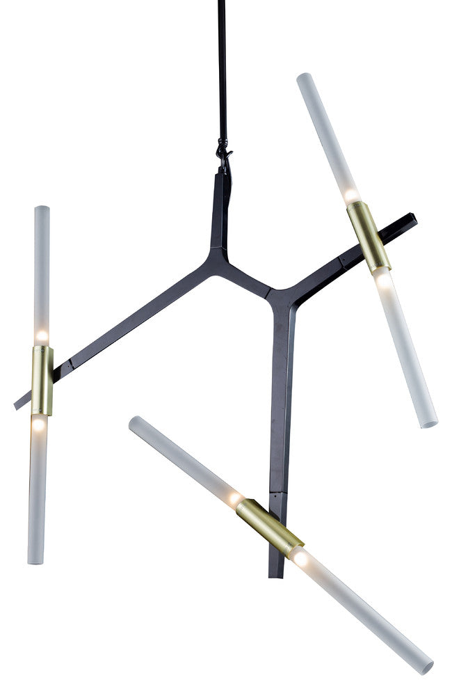 Glass Twist on Rods Light Fixture, Black