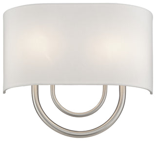 Stratton 2 Light Brushed Nickel ADA Sconce with Hand Crafted Off-White Shade
