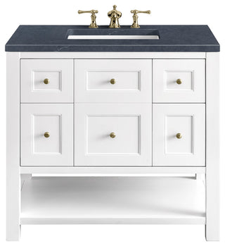 Breckenridge 36" Single Vanity, Bright White,  Charcoal Soapstone Top