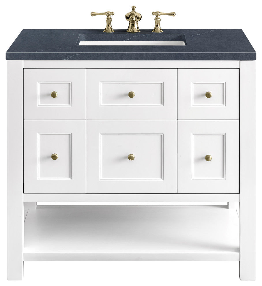 Breckenridge 36" Single Vanity, Bright White,  Charcoal Soapstone Top