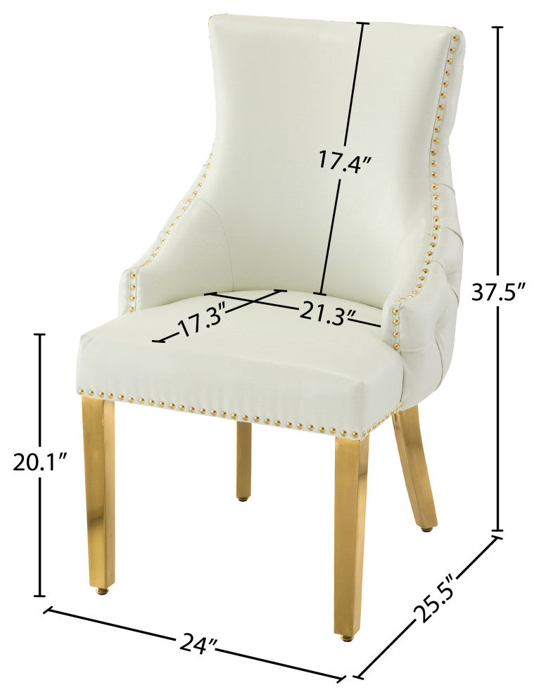 The Tuft Dining Chair, White, Faux Leather, Set of 2