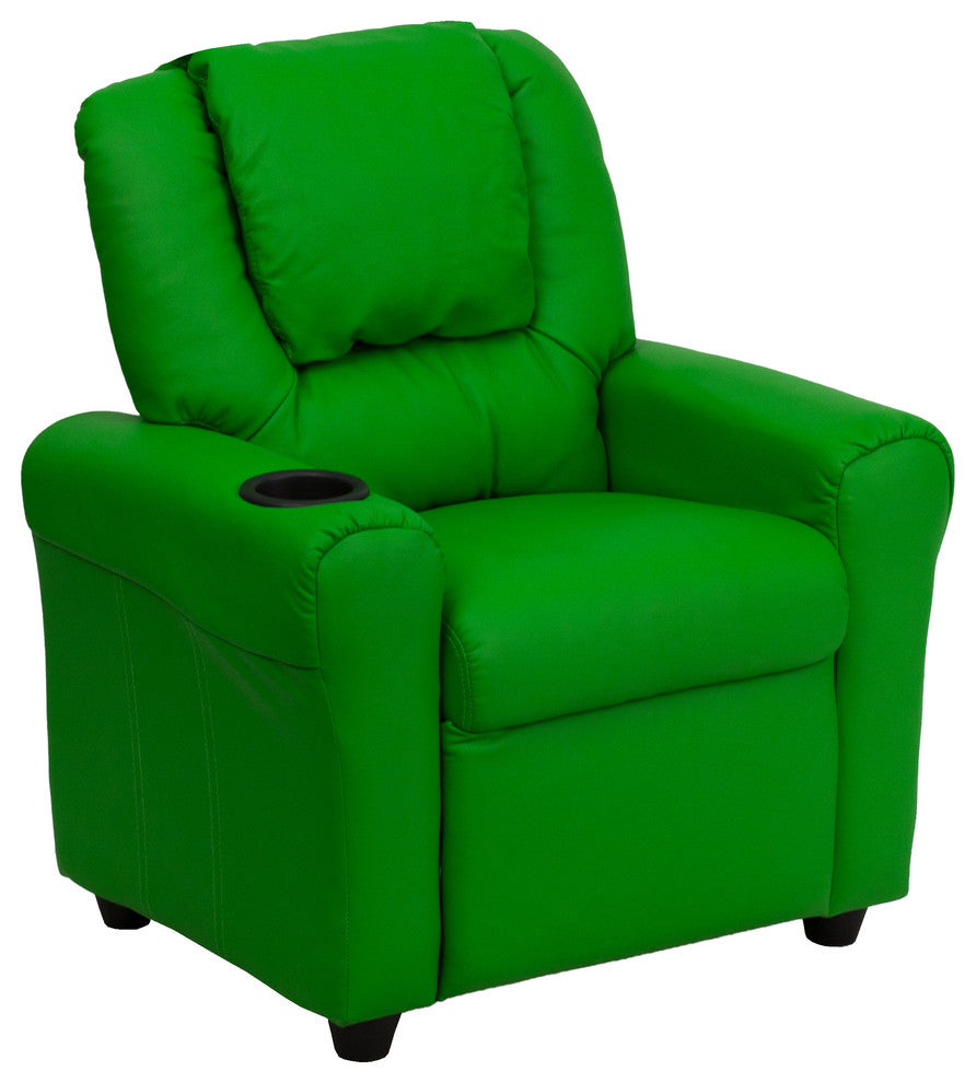 Kids Recliner With Cup Holder And Headrest, Green