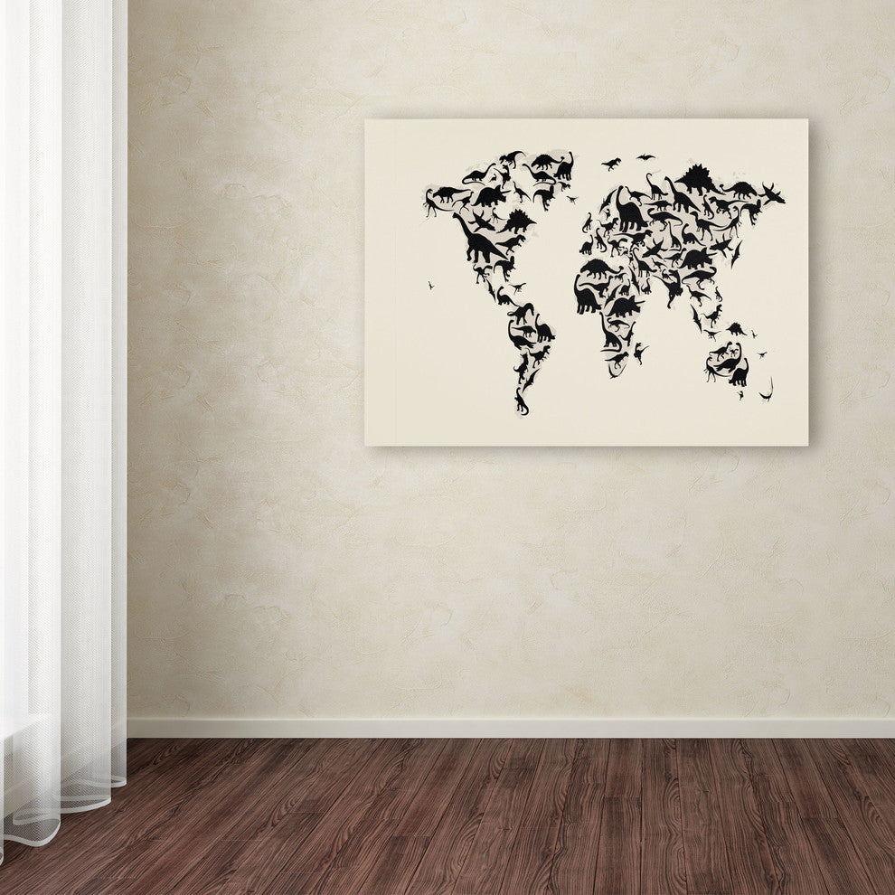 'Dinosaur World Map' Canvas Art by Michael Tompsett