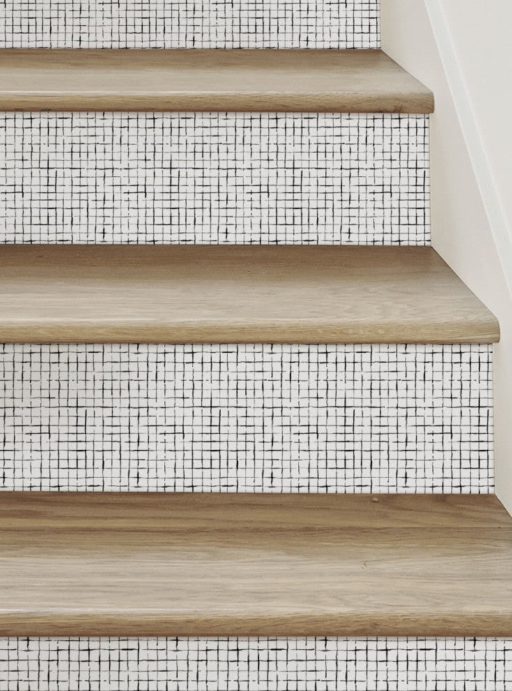 Crosshatch Peel and Stick Stair Riser Strips Black 48