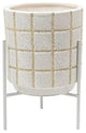 Ceramic Planter with Stand, 5.83"L x 8.46"H x 5.83"W, White
