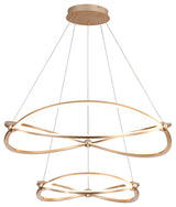 Spirale 2 Tier 32" LED Chandelier, Anodized Gold