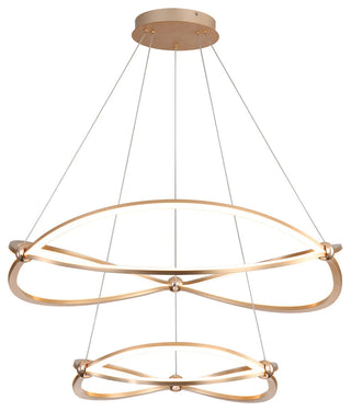 Spirale 2 Tier 32" LED Chandelier, Anodized Gold