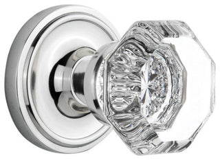 Classic Rosette Passage Waldorf Knob, Bright Chrome
