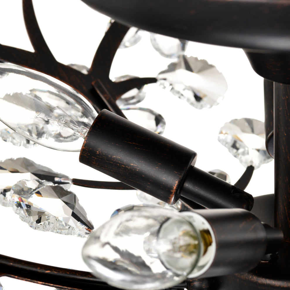 Cathy 5-light Crystal Glass Flowers Blooms Flush Mount