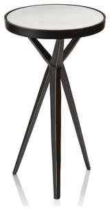 Adhara Aluminum Cocktail Table With Marble Top, 19.5" Tall