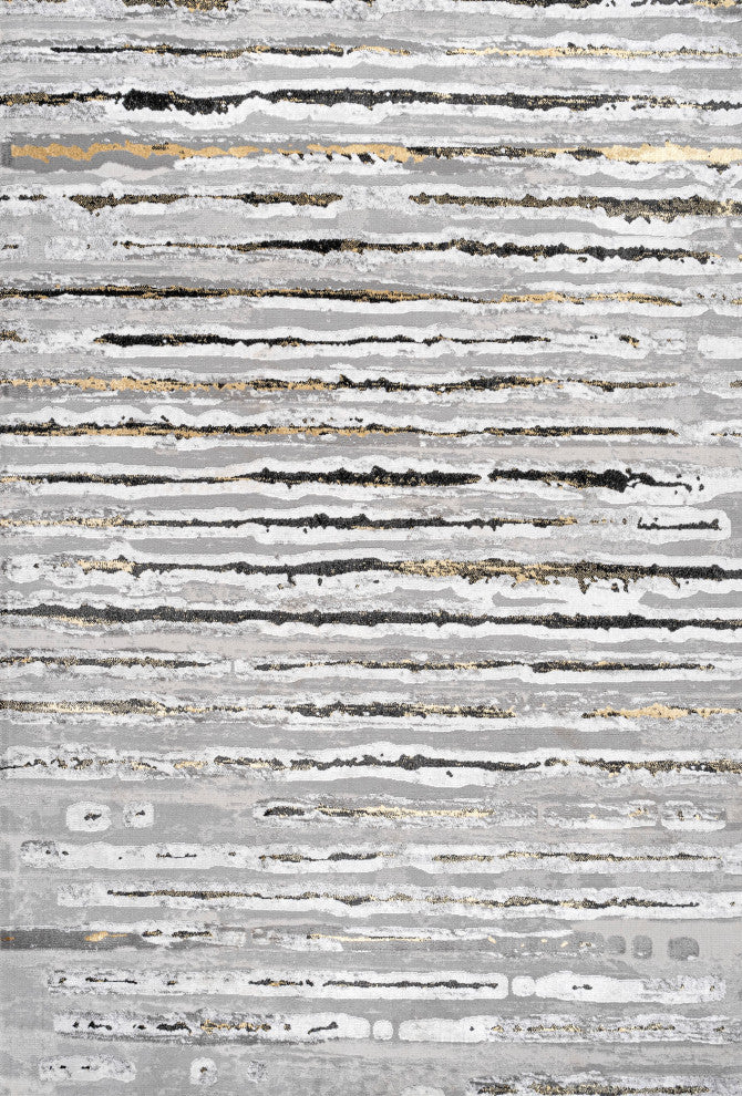 Batten Modern Stripe Area Rug, Gray/Black, 5 X 8