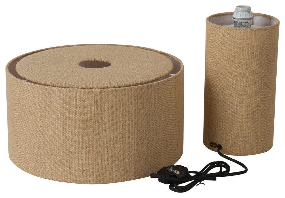 Moonlight Table Lamp - Woven Burlap Shade, Dimmer Switch