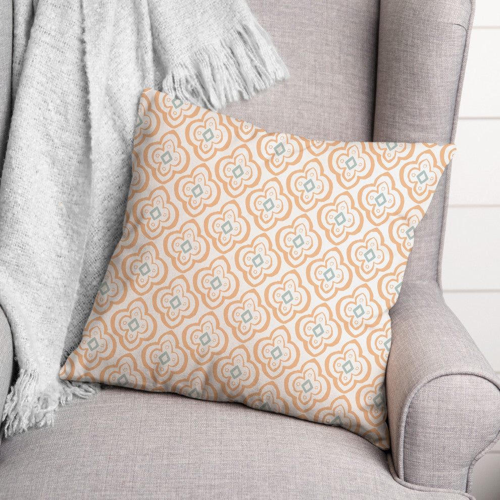 Orange Quatre on White 18x18 Spun Poly Pillow
