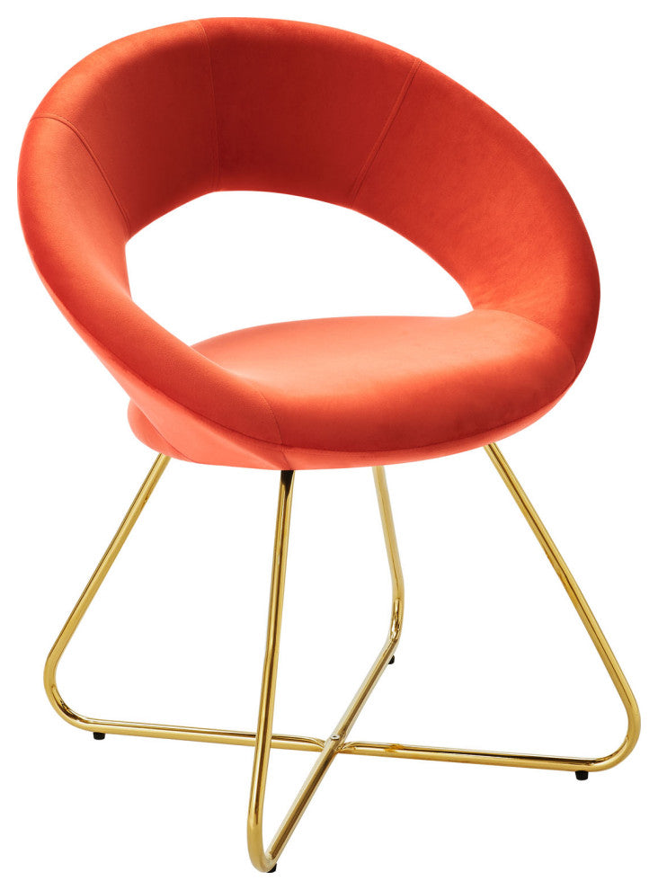 Nouvelle Performance Velvet Dining Chair Set of 2 Gold Orange -4681