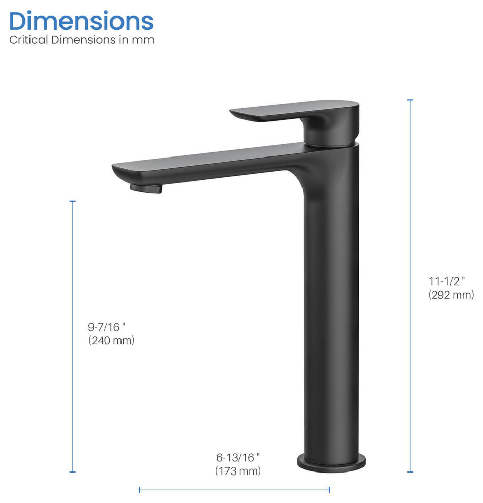 Tender-T Single Handle Bathroom Vessel Sink Faucet, Matte Black