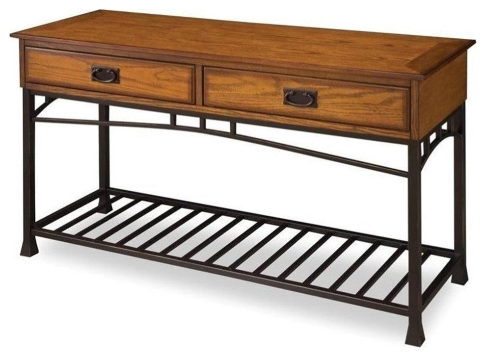 Homestyles Modern Craftsman Wood Console Table in Brown