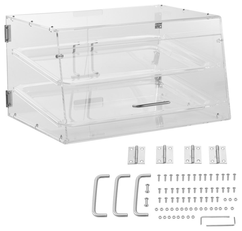 VEVOR 2-Tier Acrylic Bakery Display Case Countertop Donut Pastry Case Rear Door