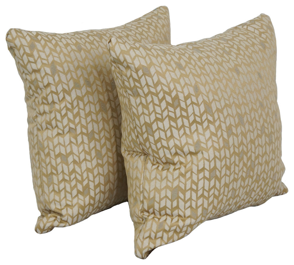 17" Jacquard Throw Pillows With Inserts, Set of 2, Banyan Camel