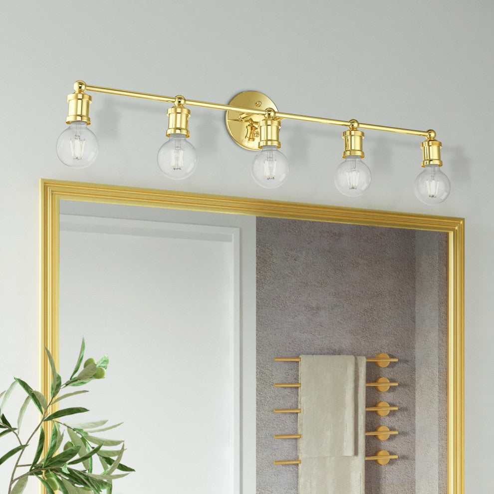 Lansdale 5 Light Polished Brass ADA Large Vanity Sconce