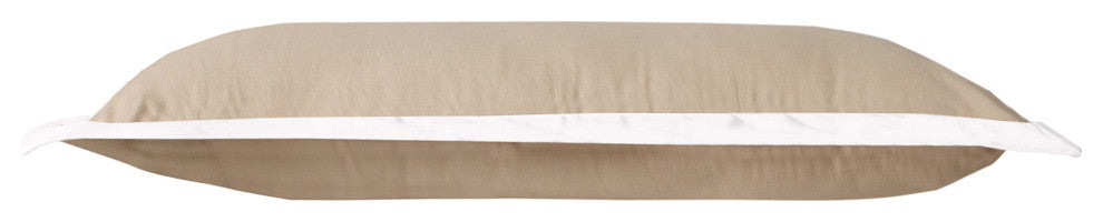 Ox Bay Handwoven Tan/White Bordered Organic Cotton Pillow Cover, 14"x36"