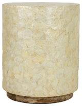 East at Main Sable Off-White Wood and Capiz Round Accent Table