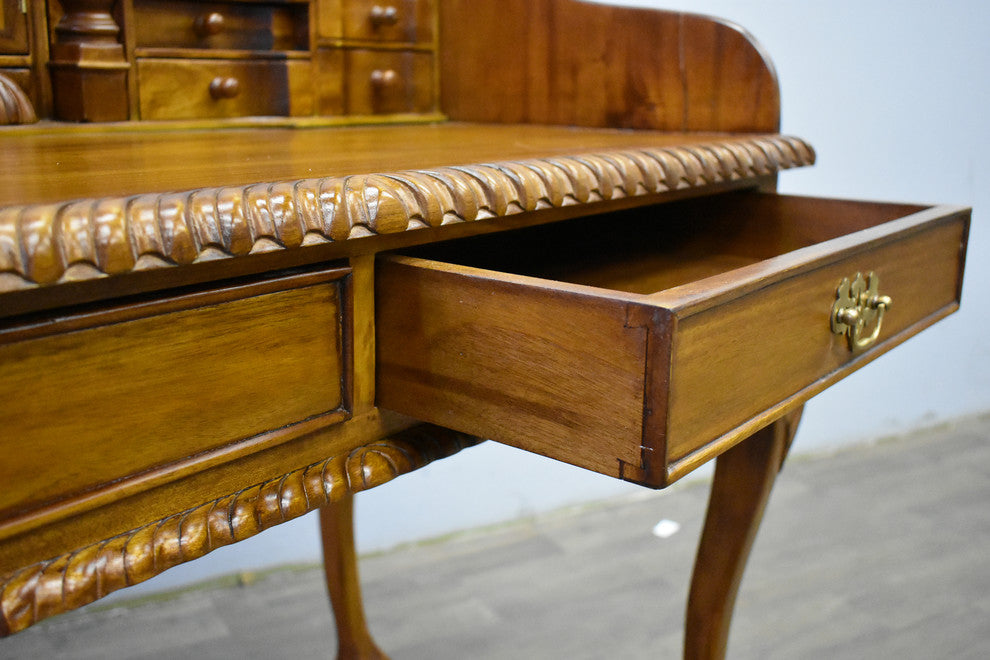 Legacy Solid Mahogany Wood Escritoire Secretary Desk, Light Brown Walnut