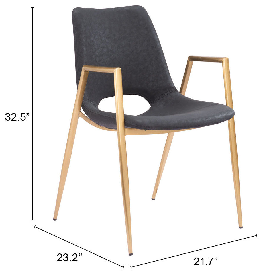 Desi Dining Chair, Set of 2 Black/Gold