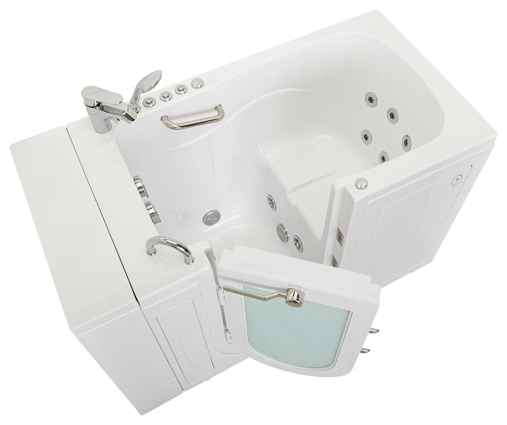 Ella Capri 30"x52" Air+Hydro Massage Walk-In Bathtub, Outward Swing Door, Faucet