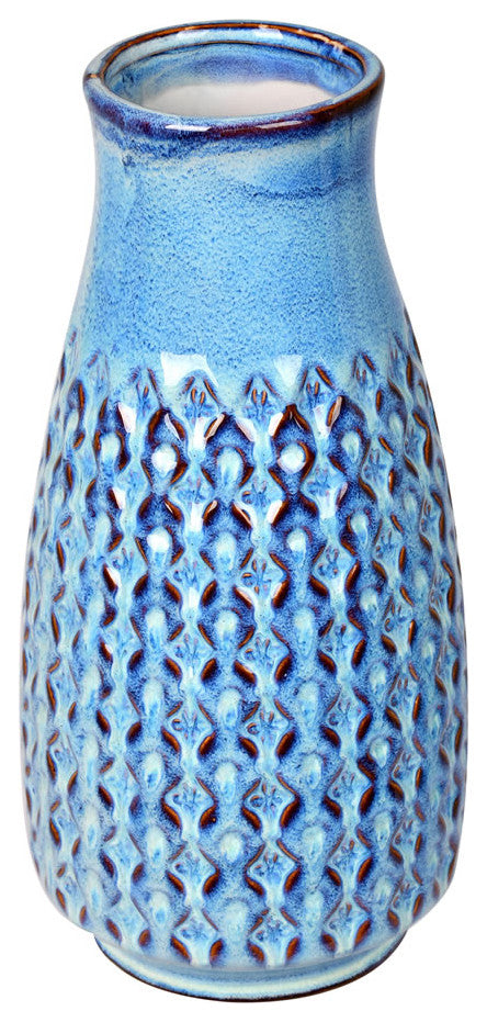 Vickerman FQ198611 11" Powder Blue Mini Texture Ceramic Pot