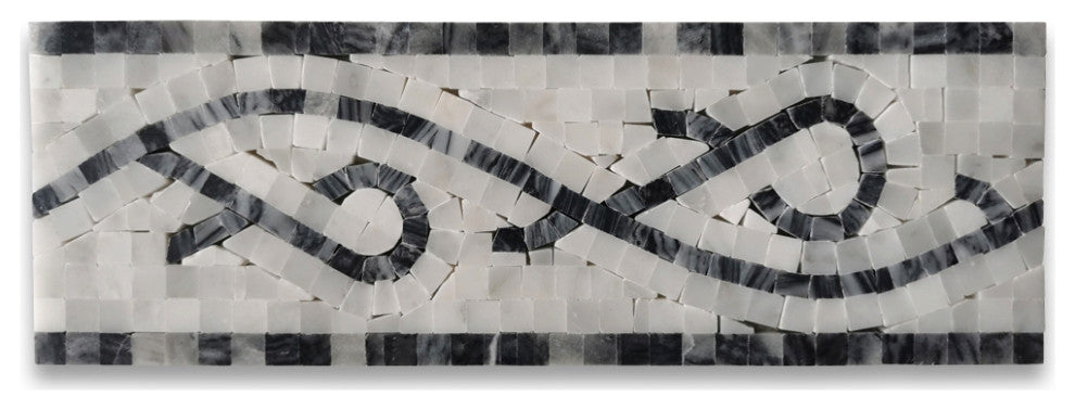 Stretch Bardiglio 4x12 Marble Mosaic Border Listello Tile Honed, 1 piece
